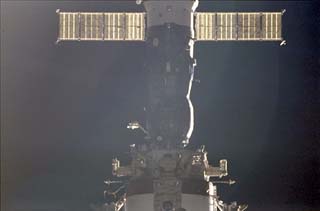 Mir Space Station hardware and modules as viewed from Discovery.